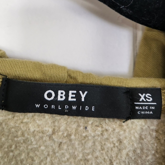 Obey Propaganda Safety Pin Green Hoodie Sweatshirt Streetwear Loungewear Casual - Picture 4 of 5